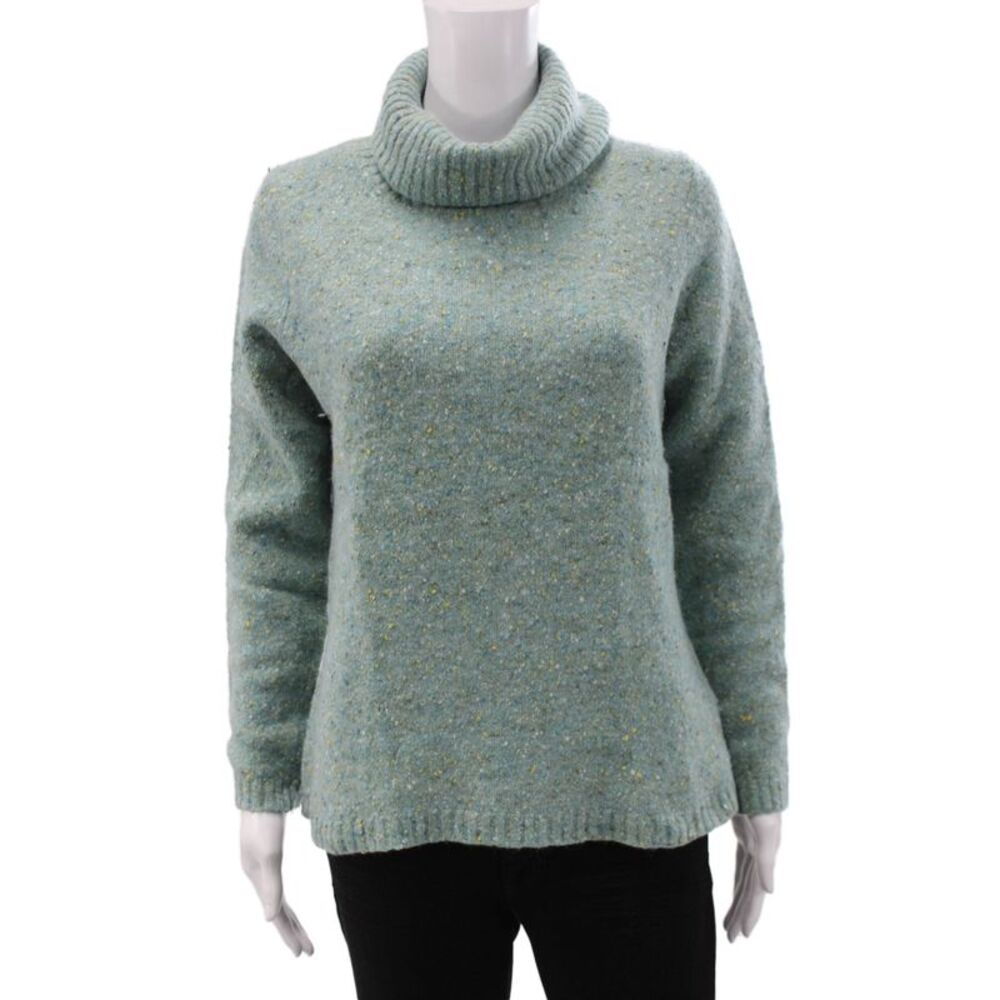 Cullen Womens Pullover Blue Cowl Neck Long Sleeve Solid Acrylic Size S